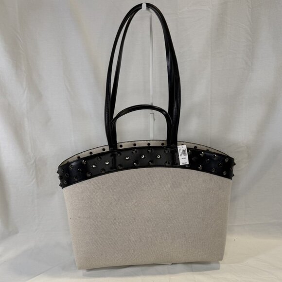 GAP, Studded East-West Canvas Tote Bag, Black Vegan Leather Trim, NWT - Picture 5 of 14